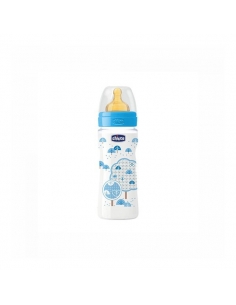 Chicco Biberón Well Latex Azul +4 meses 330ml     