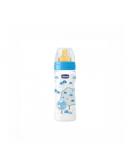 Chicco Biberón Well Latex Azul +4 meses 330ml     