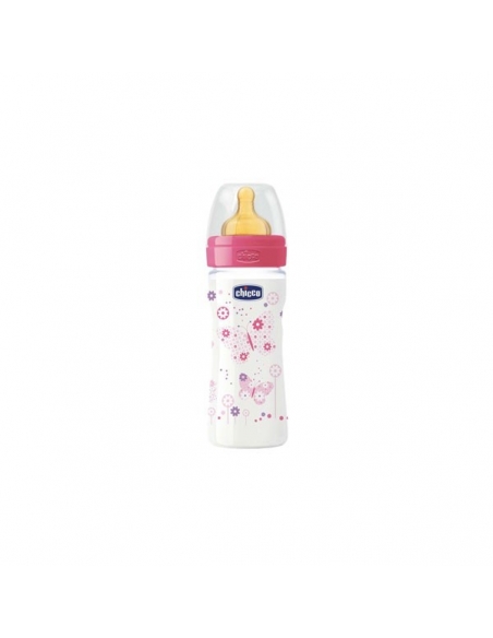 Chicco Biberón Well Latex Rosa +2 meses 250ml     