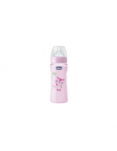 Chicco Biberón Well Latex Rosa +4 meses 330ml     