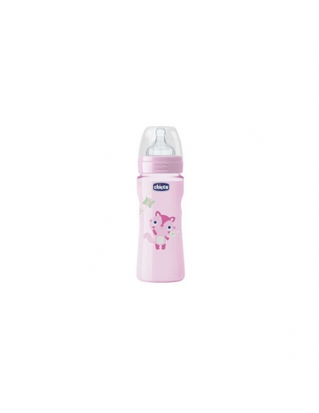 Chicco Biberón Well Latex Rosa +4 meses 330ml     
