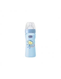 Chicco Biberón Well Silicona Azul +4 meses 330ml     