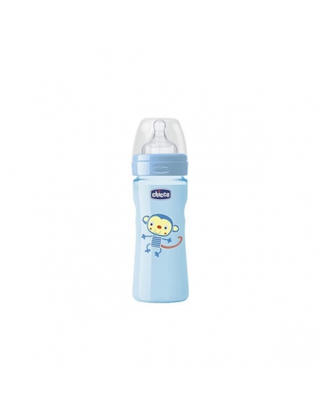 Chicco Biberón Well Silicona Azul +4 meses 330ml     