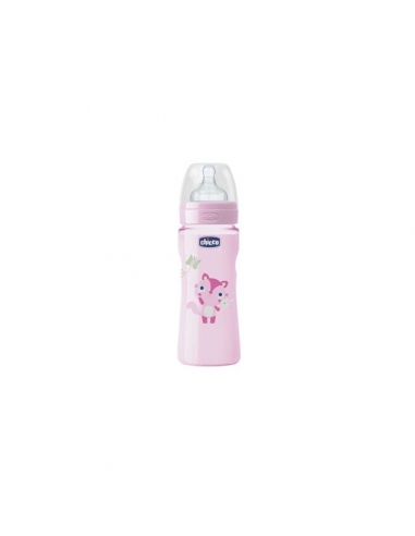 Chicco Biberón Well Silicona Rosa +4 meses 330ml     