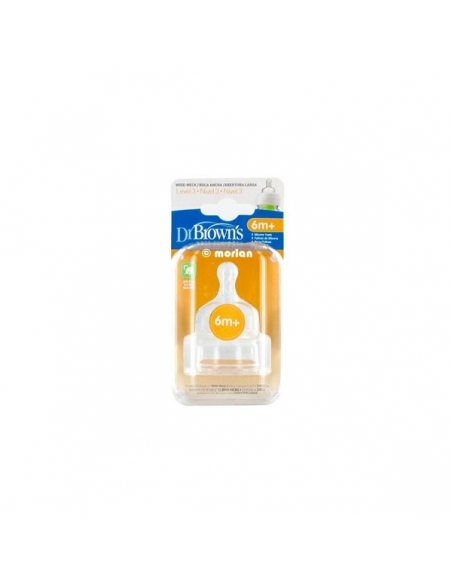 Dr Browns Tetina Boca Ancha Options + Nivel 3 +6 meses 2uds     