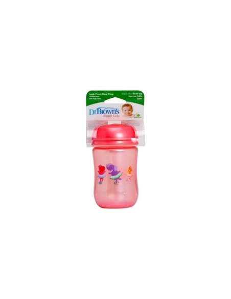 Dr Browns Vaso Con Pajita +12meses Rosa   