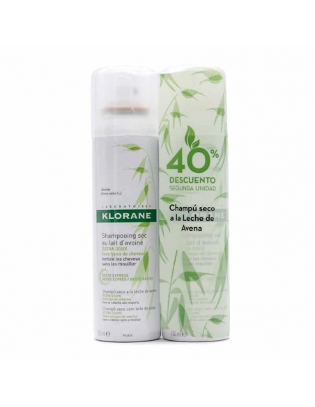 Klorane Champú Seco A La Leche De Avena 2x150ml
