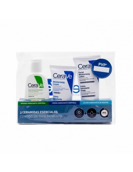 Cerave Gel Limpiador 88ml + Crema Hidratante 88ml + Loción 50ml