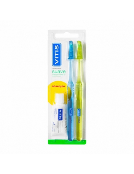 Vitis Cepillo Dental Normal Suave Duplo + Pasta Blanqueadora 15ml