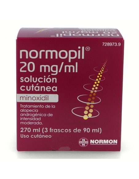 3 frascos de Normopil 20mg/ml | Tratamiento caída del cabello