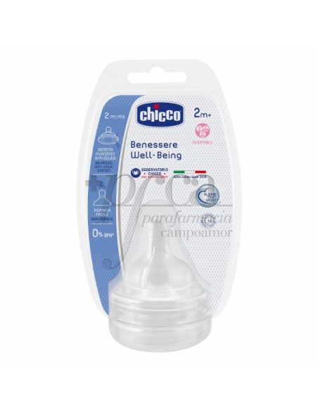 Chicco Tetina Fisiológica Silicona Flujo Ajustable 2 meses 2uds
