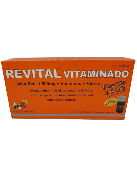 Revital Forte con Jalea Real, Vitaminas y Hierro - 20 ampollas