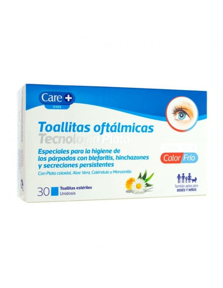 Care+ toallitas oftálmicas tecnología plata 30 unidades
