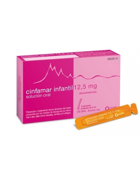 Cinfamar Infantil 12,5 mg Solución Oral 6x5 ml