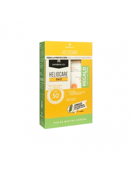 Heliocare Pack Gel Oil Free 50 Ml + Advanced Spray Protector Solar Spf50 75 Ml
