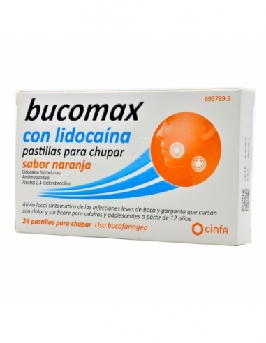 Bucomax Lidocaina Naranja 24 Pastillas