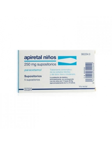 Apiretal 250 Mg 5 Supositorio Infantil