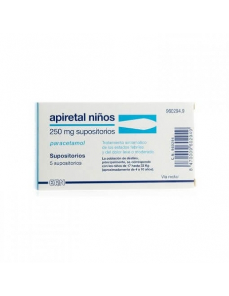 Apiretal 250 Mg 5 Supositorio Infantil