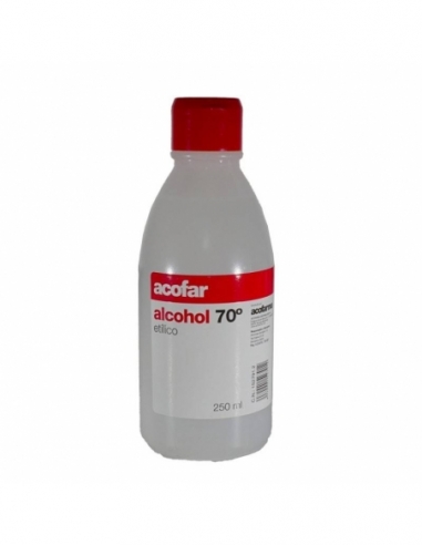 Alcohol 70 acofar 250 ml: Siempre necesario en el hogar ya que puede matar hasta 90% de patógenos en la piel.
