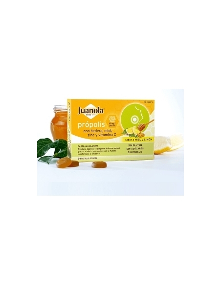 Juanola pastillas propolis hedera limon miel 24: Pastillas blandas que ayudan a suavizar la garganta
