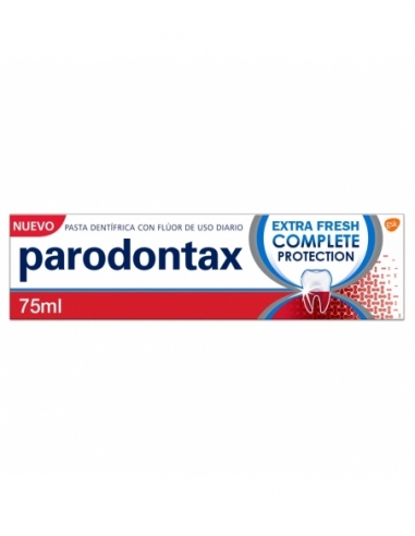 Pasta parodontax complete protection 75ml uso diario, proporcionando beneficios entre los que se encuentra un buen mantenimiento