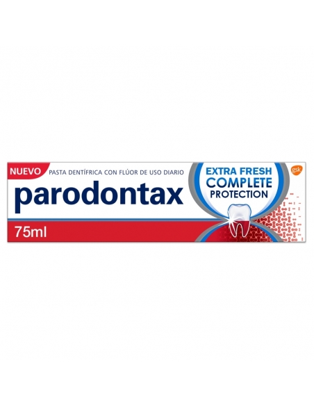 Pasta parodontax complete protection 75ml uso diario, proporcionando beneficios entre los que se encuentra un buen mantenimiento