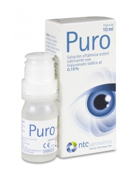Puro solución oftálmica 10 ml fórmula lubricante compuesta de ácido hialurónico sódico al 0.15%,