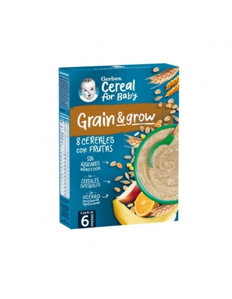 Gerber papilla 8 cereales y fruta 250 gr