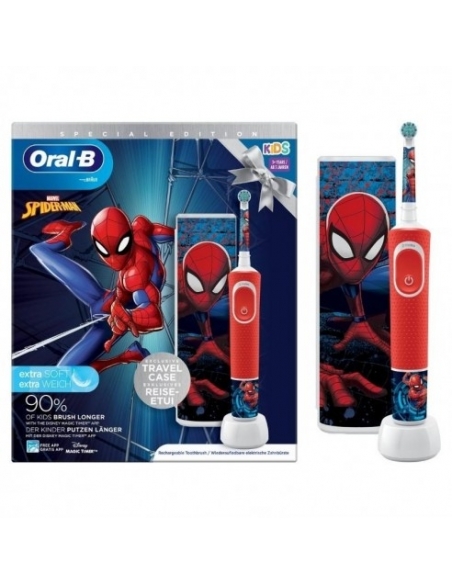 Cepillo eléctrico oral b pack Spiderman + estuche: Cepillo eléctrico infantil indicado a niños mayores de 3 años.