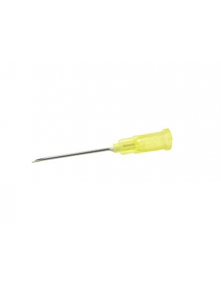 Aguja icoplus luer 0.9x25mm amarillo 20 gramos ,para jeringuillas de plástico desechables de cristal.