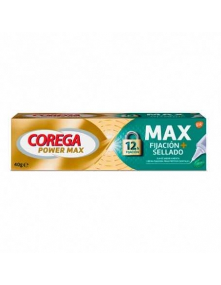 Corega max fijación/sellado menta 40gr: Crema fijadora apto para dentaduras parciales y completas