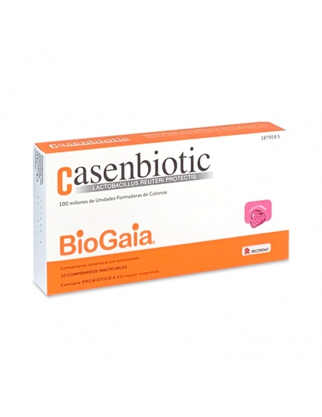 Casenbiotic fresa 450 mg. 10 comprimidos masticables fórmula recomendada para recuperar la flora intestinal