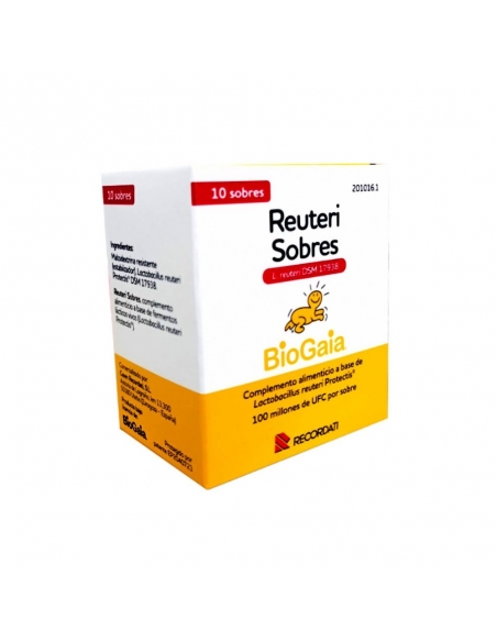 Reuteri 10 sobres: Fórmula compuesta a base de probiótico Lactobacillus reuteri protectis, contribuye a regenerar la flora intes