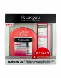 Neutrogena cellular boost facial pack crema día + contorno ojos: Crema de día con SPF 20. Disminuye los signos visibles de la pi