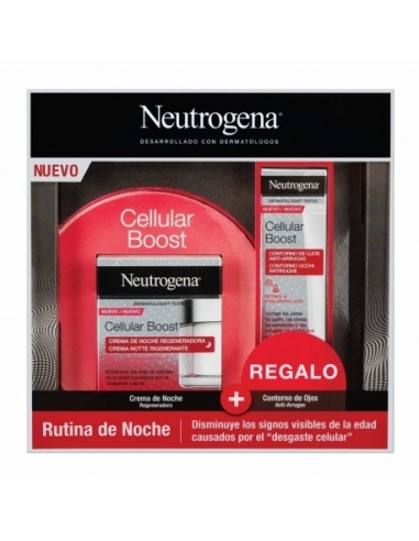 Neutrogena cellular boost facial pack crema noche+ contorno ojos: Crema de noche con HexinolITM anti-edad que estimula la produc
