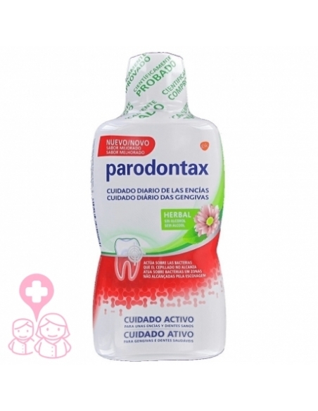 Parodontax herbal colutorio diario encías 500ml: Colutorio diario que actúa sobre la placa bacteriana