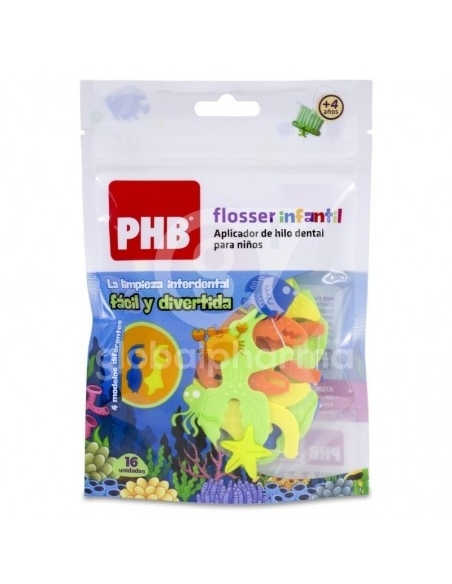 Phb aplicador hilo flosser infantil 16 unidades: Ayuda a prevenir la caries interdental