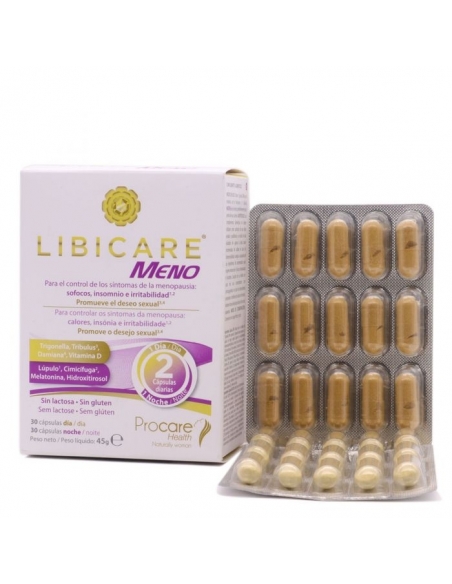 Libicare menopausia 30 capsulas día+ 30 capsulas noche: Complemento alimenticio que ayuda calmar los sofocos