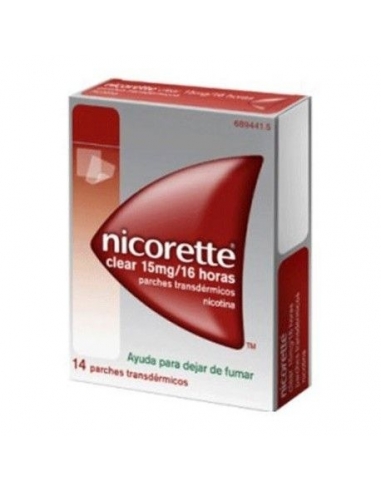 Nicorette clear 15mg/16h 14x23.62mg: Son parches transdérmicos, se utiliza para aliviar los síntomas de abstinencia y reducir la