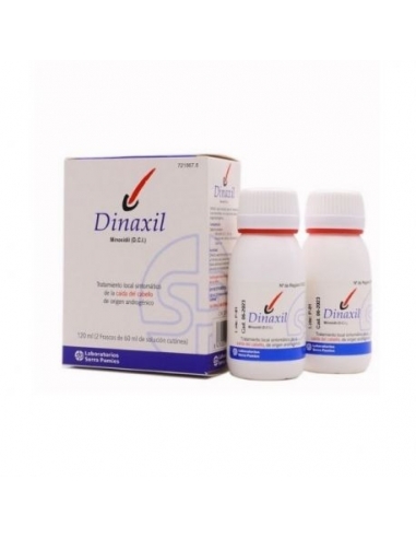 Dinaxil solución capilar 20 mg/ml 120 ml: Es una solución para uso sobre la piel del cuero cabelludo