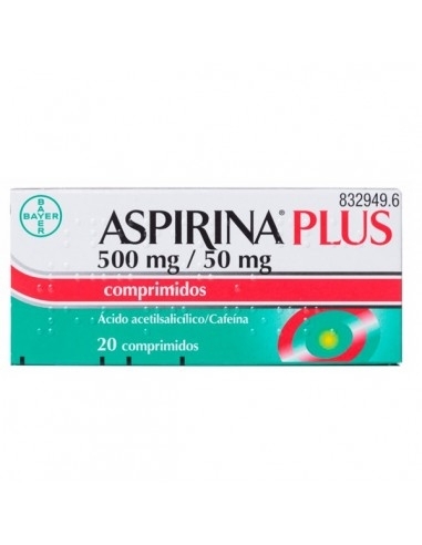 Aspirina plus 20 comp: Este medicamento contiene ácido acetilsalicílico y cafeína
