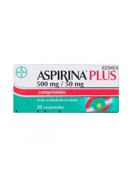 Aspirina plus 20 comp: Este medicamento contiene ácido acetilsalicílico y cafeína