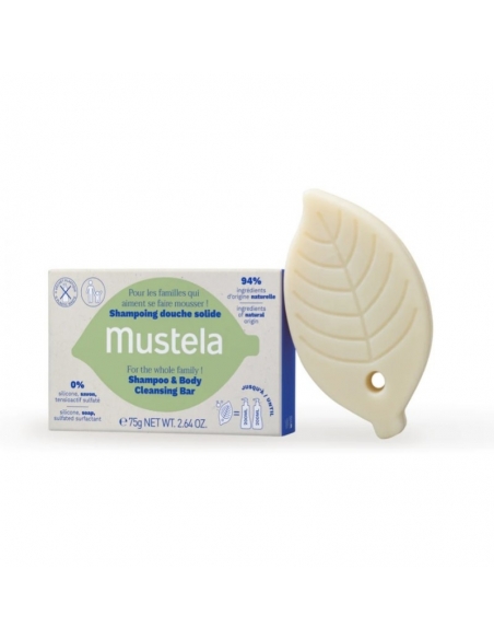 Mustela champú sólido cabello y cuerpo 1 pastilla 75 g: Champú solido 2 en 1