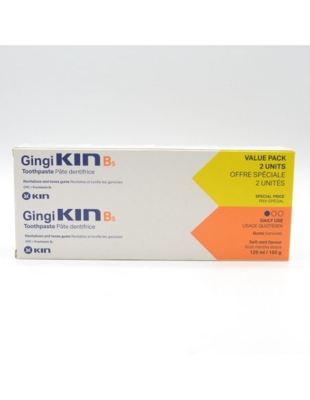 Gingikin b5 pasta duplo 2x125 ml: Pasta dental con vitamina B5 que ayuda a mejorar las encías