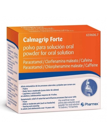 Calmagrip Forte es una asociación de paracetamol analgésico que disminuye el dolor y la fiebre.