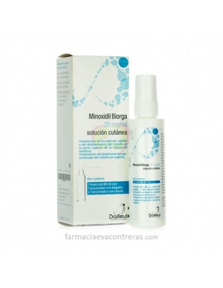 Minoxidil biorga 20mg/ml solución cutánea 1frasco 60ml: Es un medicamento en forma líquida previsto para la aplicación directa s