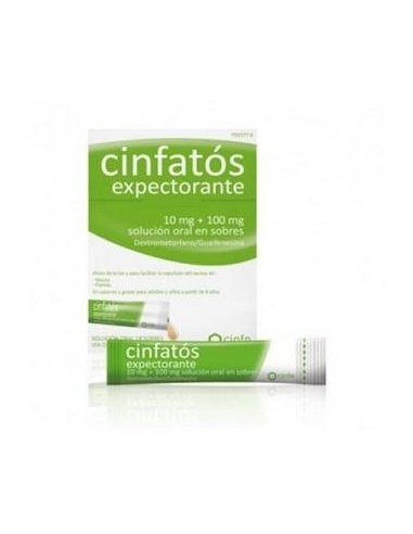 Cinfatos expectorante 10/100 mg 18 sobres liquido: Es un medicamento que contiene dextrometorfano hidrobromuro que es un antitus