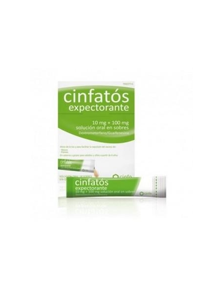 Cinfatos expectorante 10/100 mg 18 sobres liquido: Es un medicamento que contiene dextrometorfano hidrobromuro que es un antitus