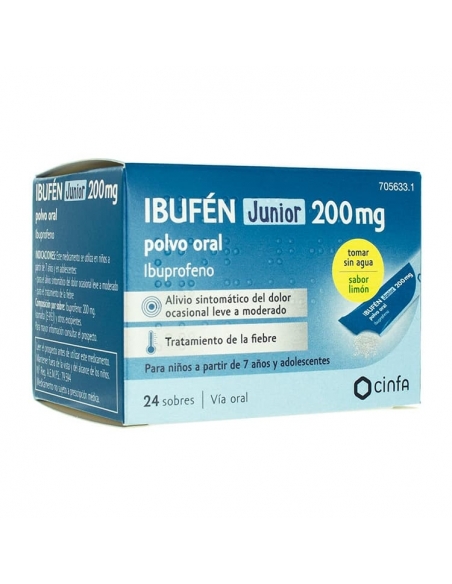 Ibufen junior 200mg 24 sobres polvo oral: Ibuprofeno pertenece al grupo de medicamentos llamados antiinflamatorios no esteroideo