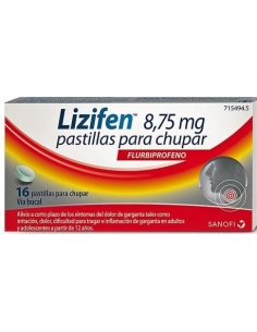 Lizifen menta 8.75 mg 16 comprimidos para chupar: Contiene flurbiprofeno. El flurbiprofeno pertenece a un grupo de medicamentos